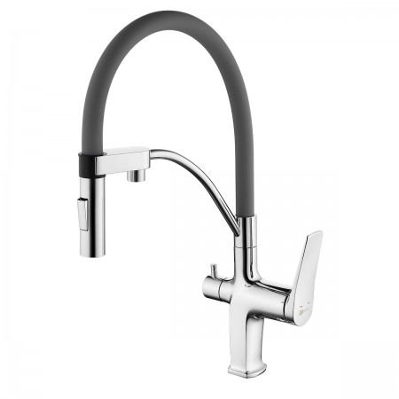 Смеситель LEMARK Comfort LM3074C-Gray для кухни с гибким изливом, с подключением к фильтру с питьевой водой Смеситель LEMARK Comfort LM3074C-Gray для кухни с гибким изливом, с подключением к фильтру с питьевой водой