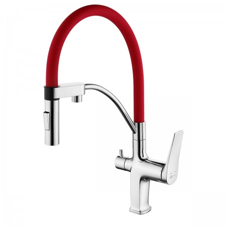 Смеситель LEMARK Comfort LM3074C-Red для кухни с гибким изливом, с подключением к фильтру с питьевой водой Смеситель LEMARK Comfort LM3074C-Red для кухни с гибким изливом, с подключением к фильтру с питьевой водой