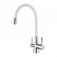 Смеситель LEMARK Comfort LM3075C-White для кухни с гибким изливом, с подключением к фильтру с питьевой водой
