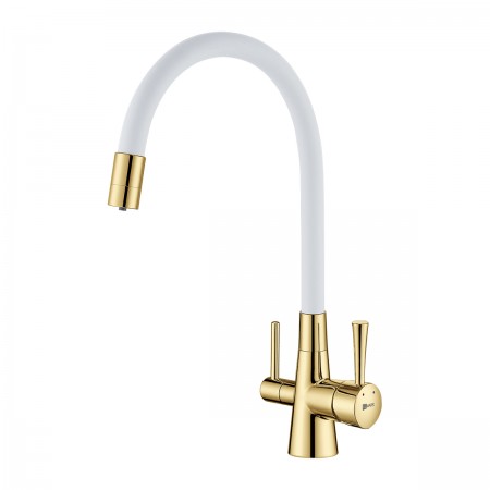 Смеситель LEMARK Comfort LM3075G-White для кухни с гибким изливом, с подключением к фильтру с питьевой водой Смеситель LEMARK Comfort LM3075G-White для кухни с гибким изливом, с подключением к фильтру с питьевой водой