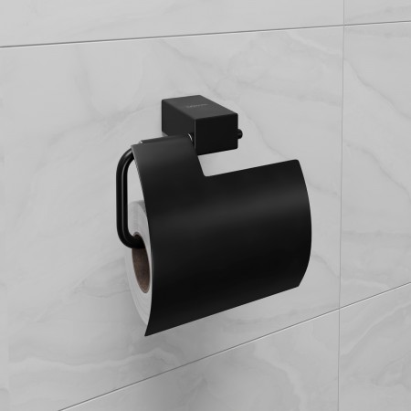 LEMARK | Держатель для туалетной бумаги LEMARK SMOOTH LINE с крышкой, чёрный матовый LEMARK | Держатель для туалетной бумаги LEMARK SMOOTH LINE с крышкой, чёрный матовый