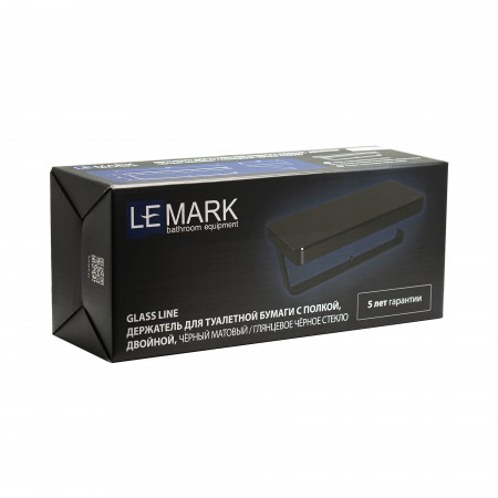 LEMARK | Двойной держатель для туалетной бумаги LEMARK GLASS LINE с полкой, чёрный/черное стекло LEMARK | Двойной держатель для туалетной бумаги LEMARK GLASS LINE с полкой, чёрный/черное стекло