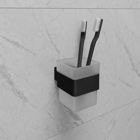 LEMARK | Стакан для зубных щёток LEMARK SMOOTH LINE с держателем, чёрный матовый LEMARK | Стакан для зубных щёток LEMARK SMOOTH LINE с держателем, чёрный матовый