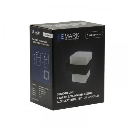 LEMARK | Стакан для зубных щёток LEMARK SMOOTH LINE с держателем, чёрный матовый LEMARK | Стакан для зубных щёток LEMARK SMOOTH LINE с держателем, чёрный матовый