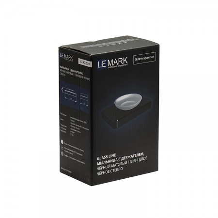 LEMARK | Мыльница LEMARK GLASS LINE с держателем, чёрный матовый/черное стекло LEMARK | Мыльница LEMARK GLASS LINE с держателем, чёрный матовый/черное стекло