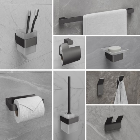 LEMARK | Мыльница LEMARK SMOOTH LINE с держателем, графит LEMARK | Мыльница LEMARK SMOOTH LINE с держателем, графит
