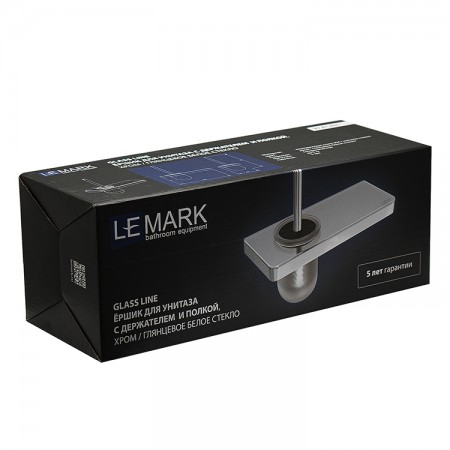 LEMARK | Ёршик для унитаза LEMARK GLASS LINE с держателем и полкой, хром/белое стекло LEMARK | Ёршик для унитаза LEMARK GLASS LINE с держателем и полкой, хром/белое стекло