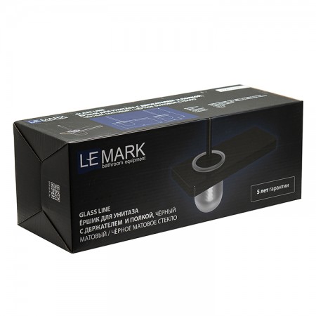 LEMARK | Ёршик для унитаза LEMARK GLASS LINE с держателем и полкой, чёрный матовый/черное стекло LEMARK | Ёршик для унитаза LEMARK GLASS LINE с держателем и полкой, чёрный матовый/черное стекло
