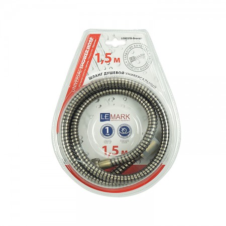 Душевой шланг LEMARK LE8037B-Bronze двухзагибный 1,5 м, TURN-FREE, латунь, покрытие бронза, блистер Душевой шланг LEMARK LE8037B-Bronze двухзагибный 1,5 м, TURN-FREE, латунь, покрытие бронза, блистер