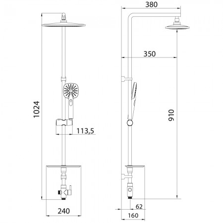 Душевой гарнитур LEMARK LM8805C без смесителя c верхней душевой лейкой Душевой гарнитур LEMARK LM8805C без смесителя c верхней душевой лейкой