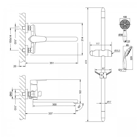 Комплект для ванной комнаты LEMARK Point LM0379C Комплект для ванной комнаты LEMARK Point LM0379C