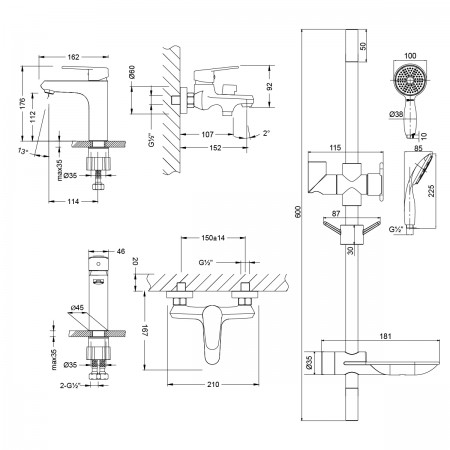 Комплект смесителей LEMARK Point LM0380C Комплект смесителей LEMARK Point LM0380C