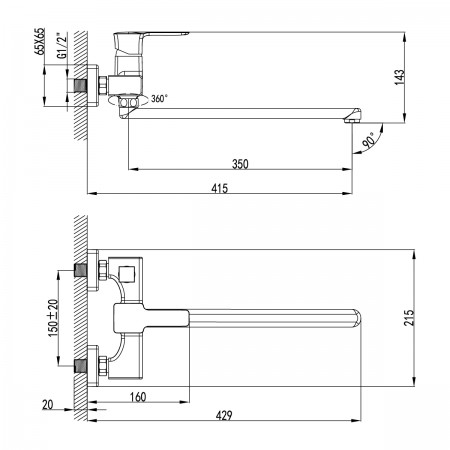 Смеситель LEMARK Basis LM3617C универсальный Смеситель LEMARK Basis LM3617C универсальный