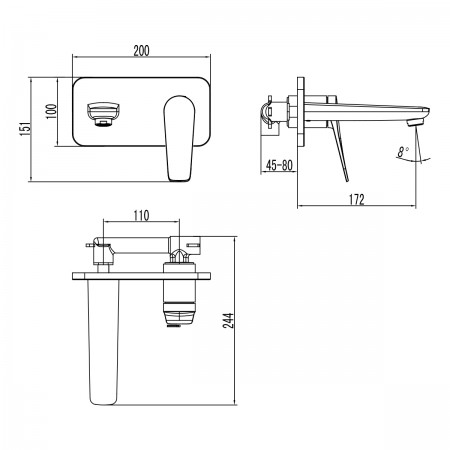 Смеситель LEMARK Bronx LM3726BL для раковины, встраиваемый Смеситель LEMARK Bronx LM3726BL для раковины, встраиваемый