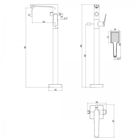 Смеситель LEMARK Bronx LM3744BL для ванны, напольный Смеситель LEMARK Bronx LM3744BL для ванны, напольный