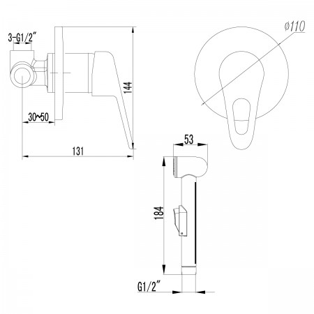 Смеситель LEMARK Luna LM4119C с гигиеническим душем, встраиваемый Смеситель LEMARK Luna LM4119C с гигиеническим душем, встраиваемый