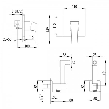 Смеситель LEMARK Unit LM4519C с гигиеническим душем, встраиваемый Смеситель LEMARK Unit LM4519C с гигиеническим душем, встраиваемый