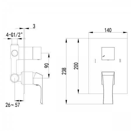 Смеситель LEMARK Unit LM4527C для ванны и душа, встраиваемый Смеситель LEMARK Unit LM4527C для ванны и душа, встраиваемый