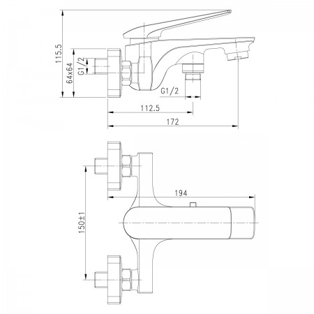 Смеситель LEMARK Allegro LM5914CW для ванны Смеситель LEMARK Allegro LM5914CW для ванны
