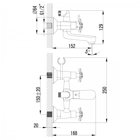 Смеситель LEMARK Partner LM6542C для ванны Смеситель LEMARK Partner LM6542C для ванны