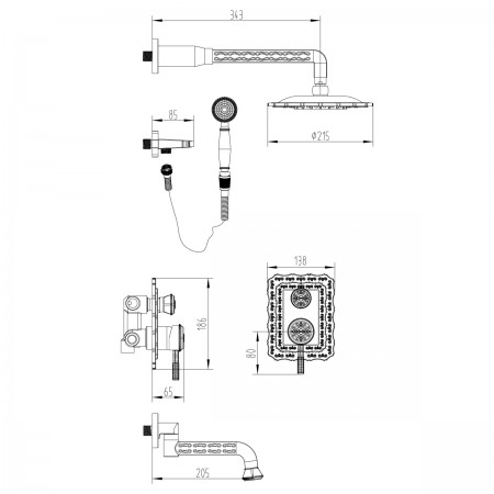 Смеситель LEMARK Jasmine LM6622ORB для ванны и душа, встраиваемый Смеситель LEMARK Jasmine LM6622ORB для ванны и душа, встраиваемый
