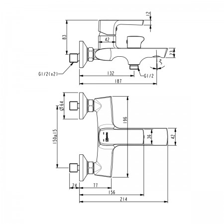 Смеситель LEMARK Ursus LM7214BL для ванны Смеситель LEMARK Ursus LM7214BL для ванны