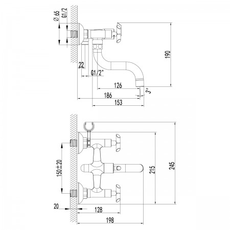 Смеситель LEMARK Practica LM7512C для ванны Смеситель LEMARK Practica LM7512C для ванны