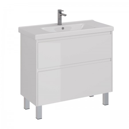 Тумба LEMARK COMBI 100 см под 1 раковину, подвесная/напольная, 2 ящика, цвет корпуса, фасада: Белый глянец Тумба LEMARK COMBI 100 см под 1 раковину, подвесная/напольная, 2 ящика, цвет корпуса, фасада: Белый глянец