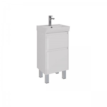 Тумба LEMARK COMBI 45 см под 1 раковину, подвесная/напольная, 2 ящика, цвет корпуса, фасада: Белый глянец Тумба LEMARK COMBI 45 см под 1 раковину, подвесная/напольная, 2 ящика, цвет корпуса, фасада: Белый глянец