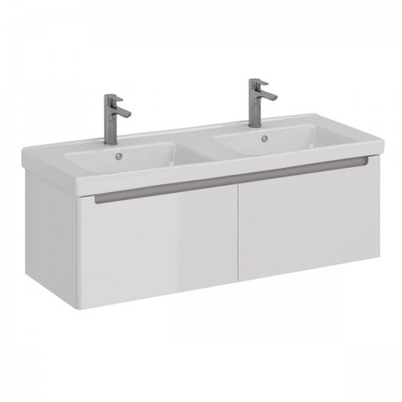 Тумба LEMARK BUNO MINI 125 см под 2 раковины, подвесная, 2 ящика, цвет корпуса, фасада: Белый глянец Тумба LEMARK BUNO MINI 125 см под 2 раковины, подвесная, 2 ящика, цвет корпуса, фасада: Белый глянец