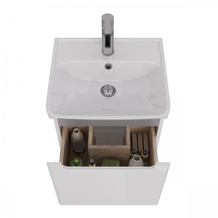 Тумба LEMARK BUNO MINI 45 см под 1 раковину, подвесная,1 ящик, цвет корпуса, фасада: Белый глянец Тумба LEMARK BUNO MINI 45 см под 1 раковину, подвесная,1 ящик, цвет корпуса, фасада: Белый глянец