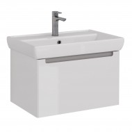 Тумба LEMARK BUNO MINI 70 см под 1 раковину, подвесная,1 ящик, цвет корпуса, фасада: Белый глянец