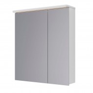 Шкаф зеркальный LEMARK ZENON 70х80 см 2-х дверный, с козырьком-подсветкой, с розеткой, цвет корпуса: Белый глянец