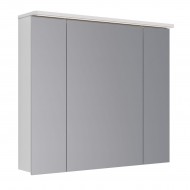 Шкаф зеркальный LEMARK ZENON 90х80 см 3-х дверный, с козырьком-подсветкой, с розеткой, цвет корпуса: Белый глянец